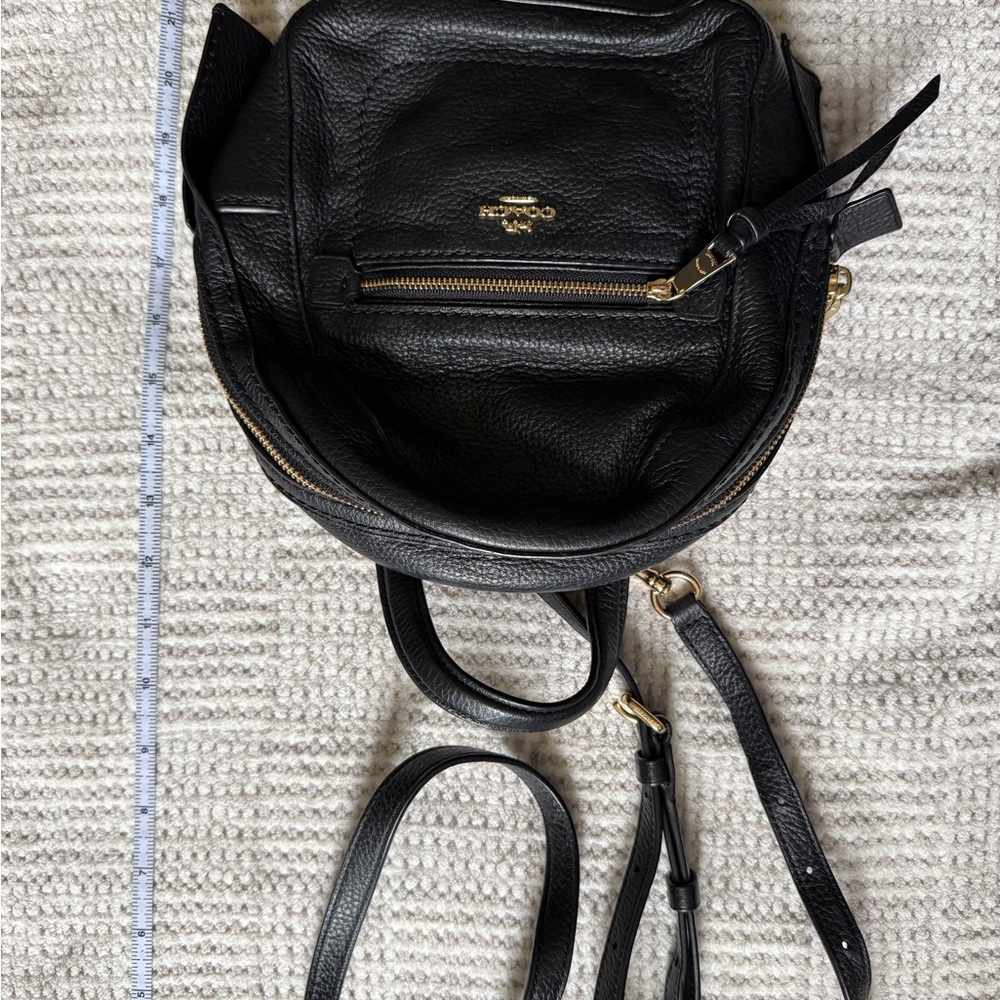 Coach Black Leather Backpack with Gold Hardware